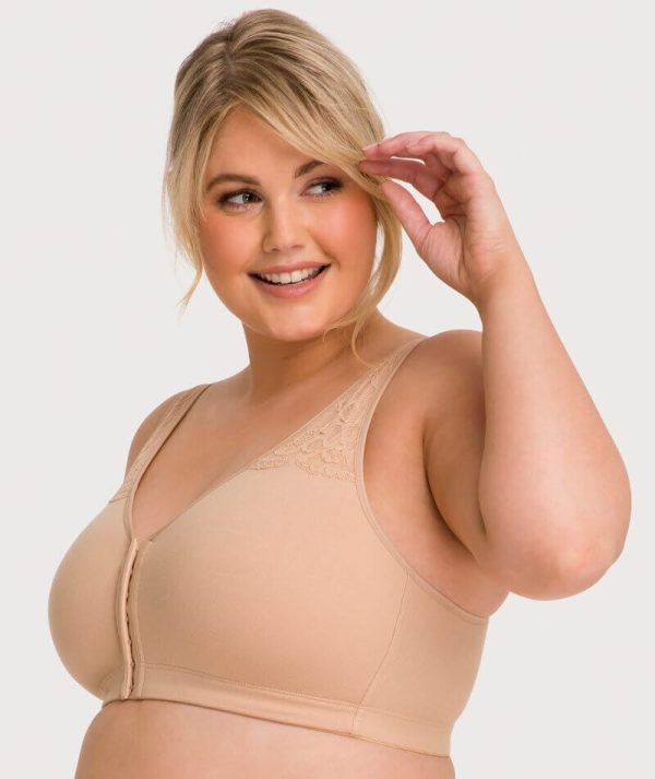 Ava & Audrey Hannah Cotton Wire-Free Front Opening Bra - Frappe Cheap