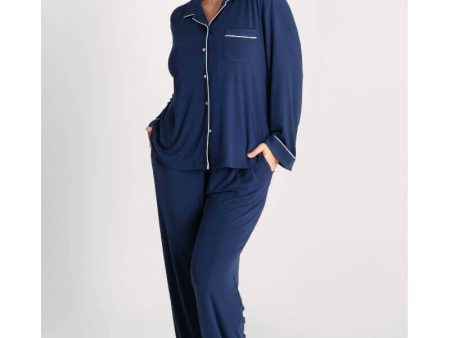 Ava & Audrey Maddison Knit Lounge PJ Set - Navy For Cheap