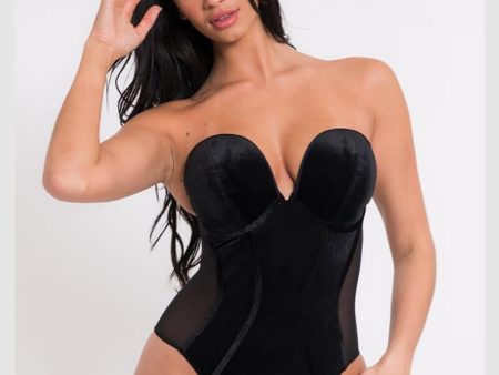 Scantilly Icon Plunge Strapless Padded Bodysuit - Black For Sale