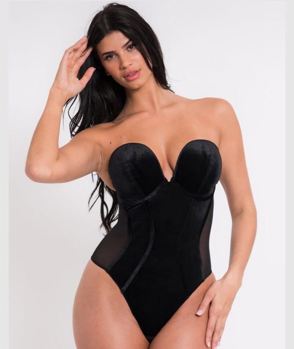 Scantilly Icon Plunge Strapless Padded Bodysuit - Black For Sale