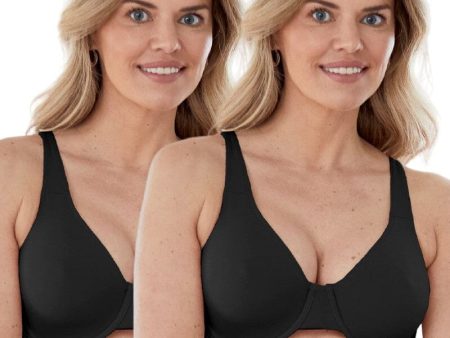 Bestform Unlined Cotton Stretch T-Shirt Bra with Underwire 2 Pack - Black Fashion