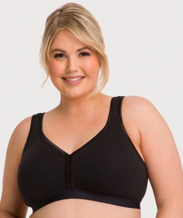 Ava & Audrey Faye Cotton Wire-Free Support Bra - Black Fashion