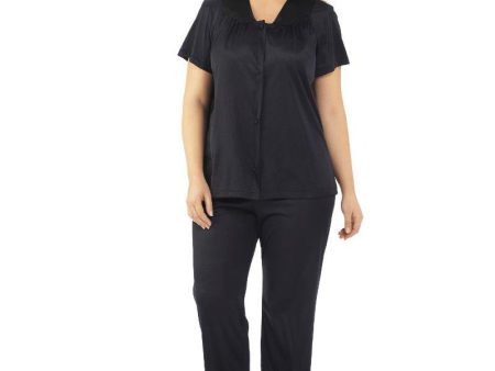 Exquisite Form Short Sleeve Pajamas - Midnight Black Cheap