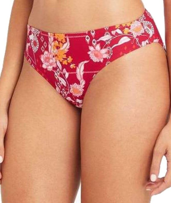 Sea Level Jardin High Leg Mid Rise Bikini Brief - Red For Cheap