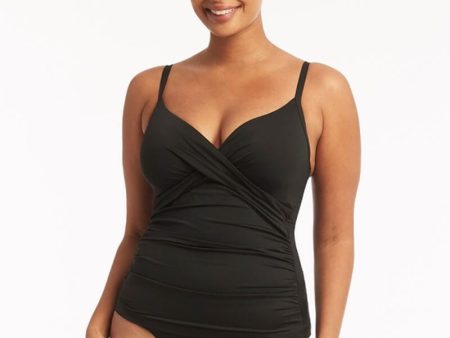 Sea Level Eco Essentials Cross Front DD-E Cup Singlet Top - Black Online