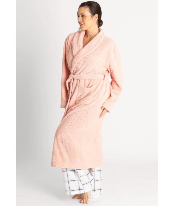 Ava & Audrey Betty Jacquard Fleece Robe - Blush Online now