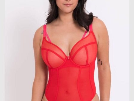 Curvy Kate Elementary Plunge Bodysuit - Red Pink Online Hot Sale