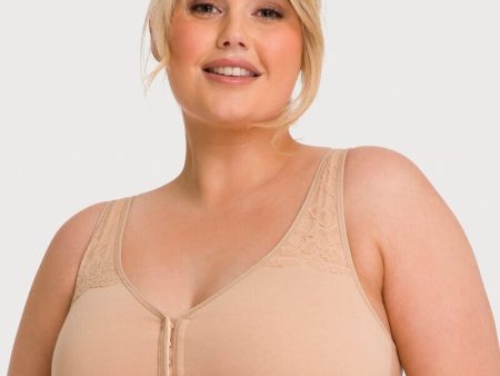 Ava & Audrey Hannah Cotton Wire-Free Front Opening Bra - Frappe Cheap