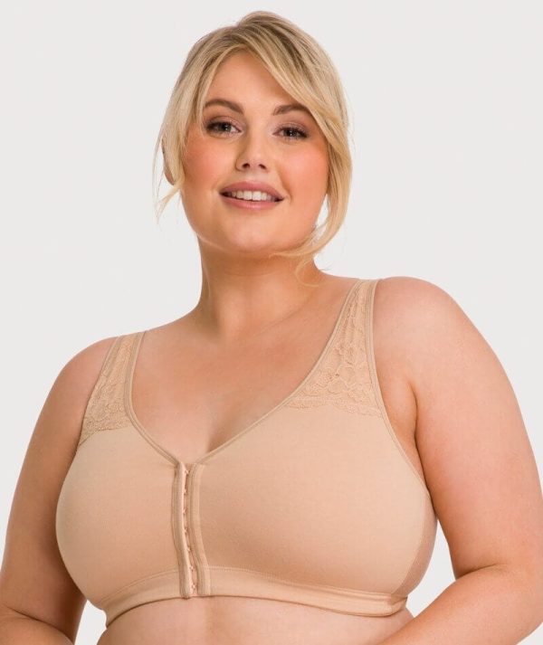 Ava & Audrey Hannah Cotton Wire-Free Front Opening Bra - Frappe Cheap