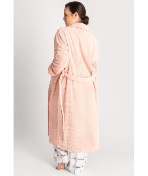 Ava & Audrey Betty Jacquard Fleece Robe - Blush Online now