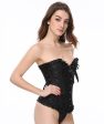 Curvy Satin Jacquard Corset - Black Sale