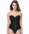 Curvy Satin Jacquard Corset - Black Sale