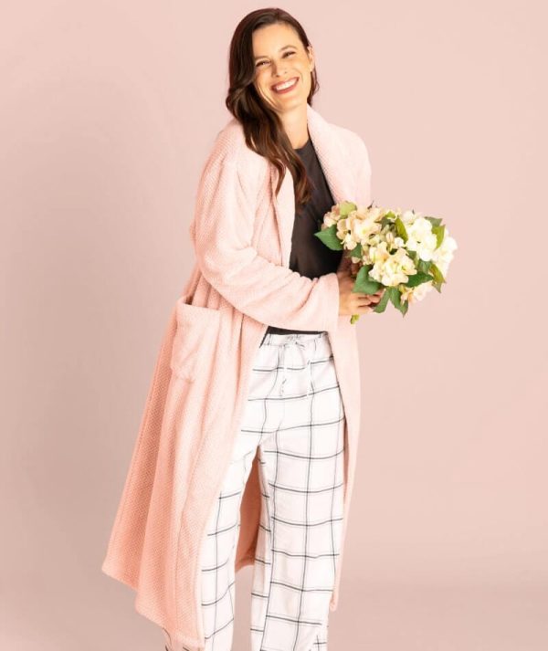 Ava & Audrey Betty Jacquard Fleece Robe - Blush Online now