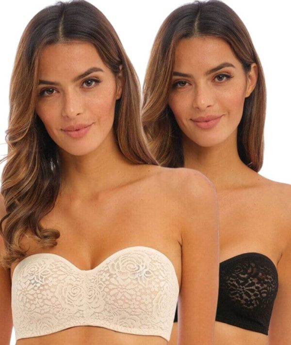 Wacoal Halo Lace Strapless Bra 2 Pack - Nude Black Fashion