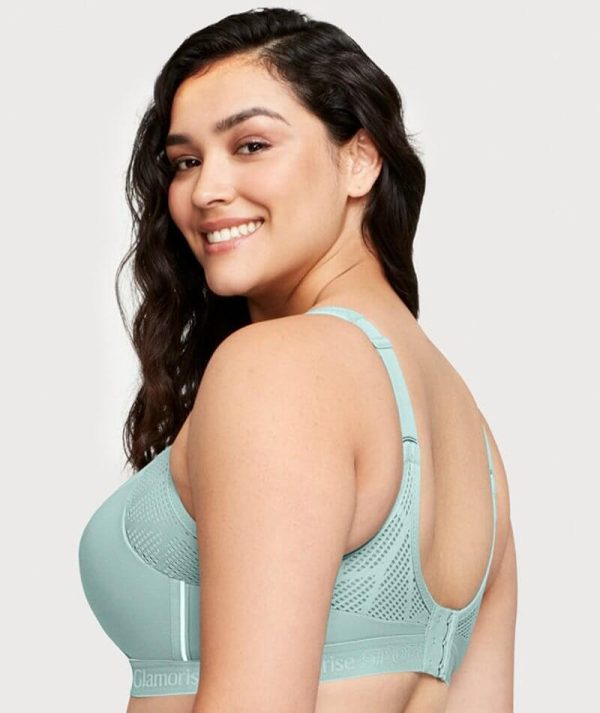 Glamorise No-Sweat Mesh Wire-Free Sports Bra - Jade Online now