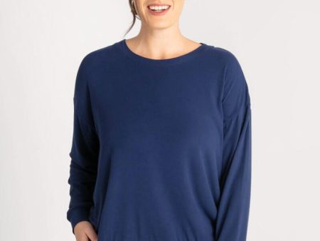 Ava & Audrey Maddison Knit Slouch LS Tee - Navy For Sale