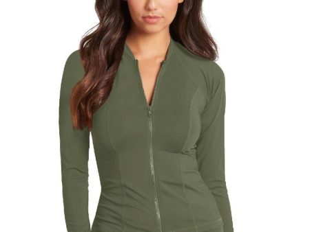 Sea Level Eco Essentials Long Sleeved Rash Vest - Full Zipper - Khaki Sale