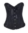 Curvy Satin Jacquard Corset - Black Sale