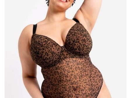 Curvy Kate Cool Cat Plunge Bodysuit - Leopard Brown Online