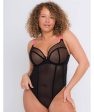 Curvy Kate Elementary Plunge Bodysuit - Black Pink Fashion