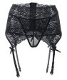 Curvy Wide Lace Suspender with G-String - Black Online now