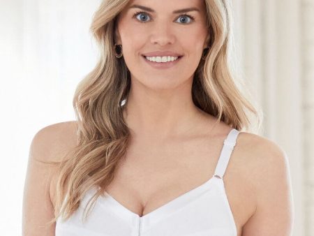 Bestform Unlined Wire-Free Cotton Bra With Front Closure - White Hot on Sale