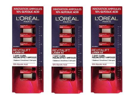 3x L Oreal Revitalift Laser Renew Ampoules 7 Day Cure Peeling Effect Discount