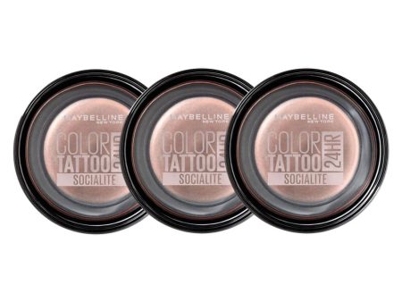 3x Maybelline Color Tattoo 24Hr Cream Eyeshadow Socialite For Discount