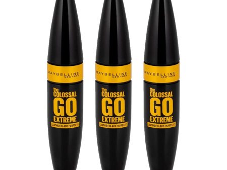 3x Maybelline Mascara The Colossal Go Extreme Leather Black 9.5ml Fashion