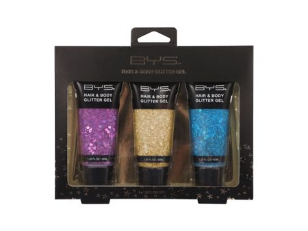 BYS Hair & Body Glitter Gel 3pc Gold For Cheap