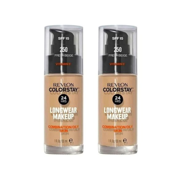 2x Revlon ColorStay Makeup Combination Oily Skin 250 Fresh Beige SPF 15 30ml For Sale