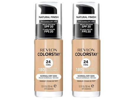 2x Revlon ColorStay Makeup Normal Dry Skin SPF20 180 Sand Beige 30ml Hot on Sale