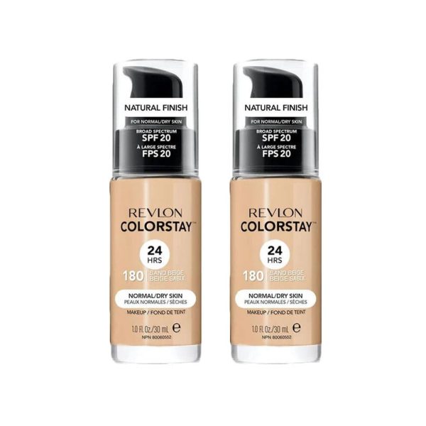 2x Revlon ColorStay Makeup Normal Dry Skin SPF20 180 Sand Beige 30ml Hot on Sale