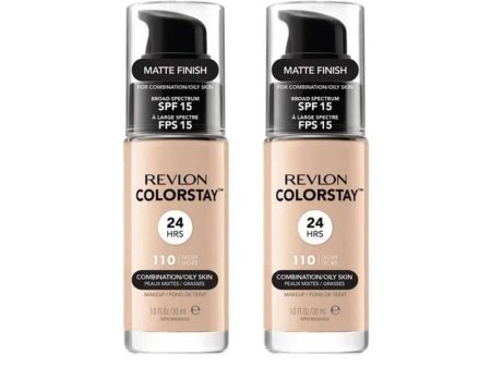 2x Revlon ColorStay Combination Oily Foundation Matte Finish SPF15 110 Ivory 30ml Online now