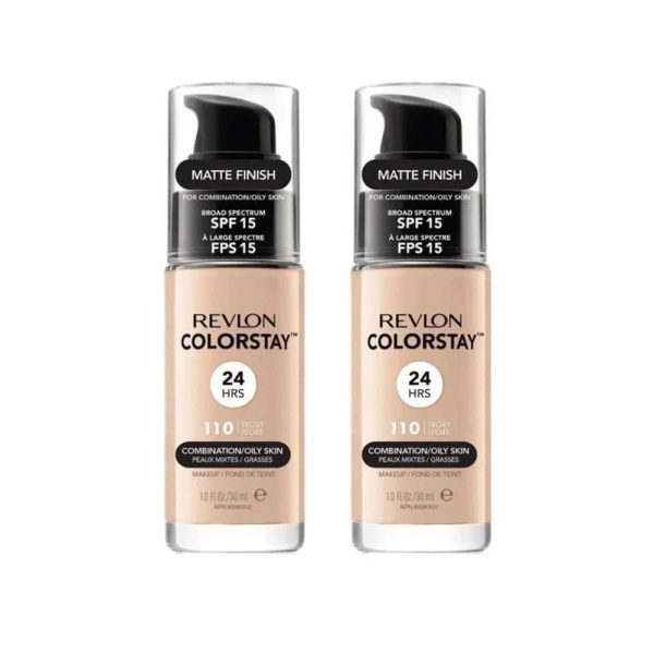 2x Revlon ColorStay Combination Oily Foundation Matte Finish SPF15 110 Ivory 30ml Online now