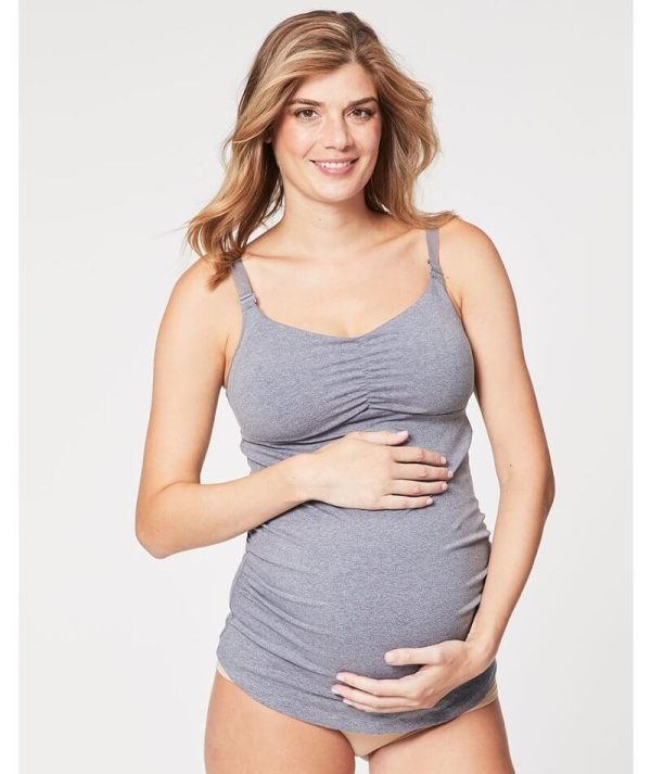 Cake Maternity Ice Cream Cotton E-G Cup Nursing Tank -  Heather Grey For Cheap