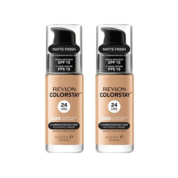 2x Revlon ColorStay Combination Oily Foundation SPF15 300 Golden Beige 30ml Hot on Sale