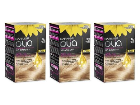 3x Garnier Olia Permanent Hair Colour 10.1 Very Light Ash Blonde For Cheap