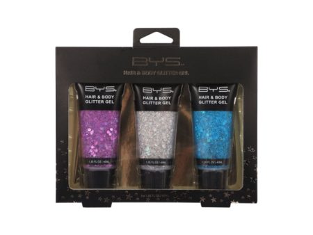 BYS Hair & Body Glitter Gel 3pc Silver For Cheap