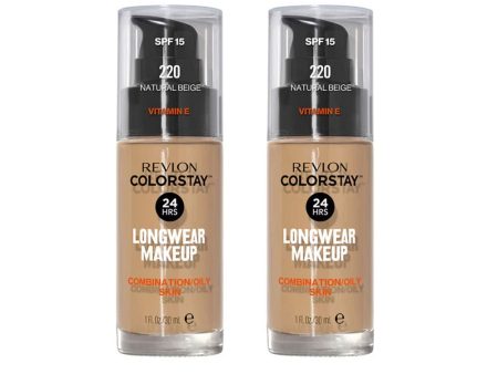 2x Revlon ColorStay Combination Oily Foundation SPF15 220 Natural Beige 30ml Online Hot Sale