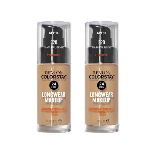 2x Revlon ColorStay Combination Oily Foundation SPF15 220 Natural Beige 30ml Online Hot Sale