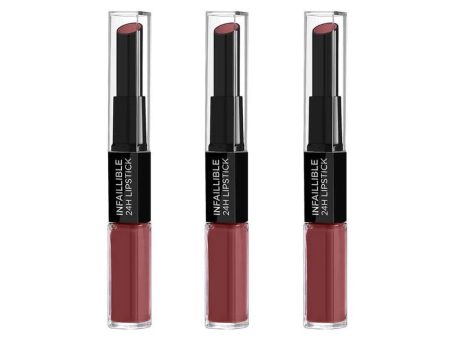 3x L Oreal Infallible 2 Step Lip Colour 801 Toujours Toffee For Discount