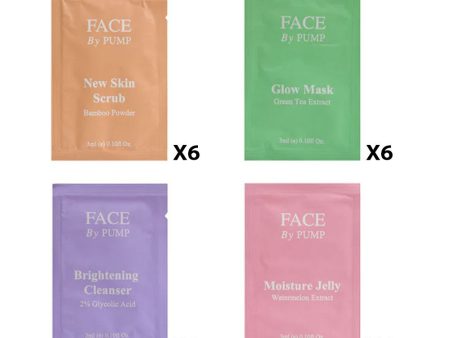 PUMP Skincare 4 Sample Pack - 24 items 3ml each For Sale